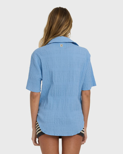 Billabong Women's Laura Short Sleeve Shirt - Blue Drift