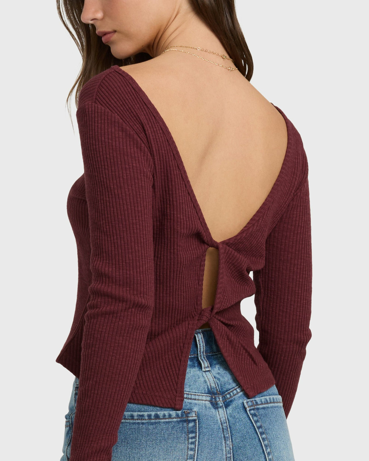 Billabong Women's Fever Twist Long Sleeve Knit Top - Pinot