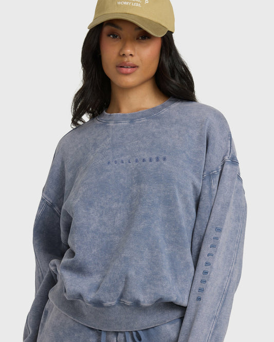 Billabong Women's Saltwashed Kendal Crewneck Sweatshirt - Stone Blue