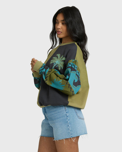 Billabong Women's Split Palm Kendal Crewneck Sweatshirt - Cedar