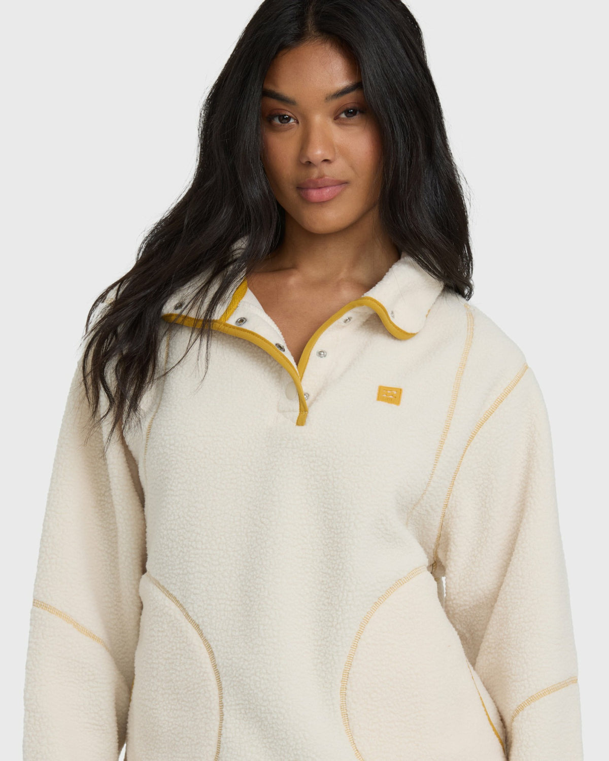 Billabong Women's Streamer Half Snap Sherpa Fleece Pullover - Whitecap