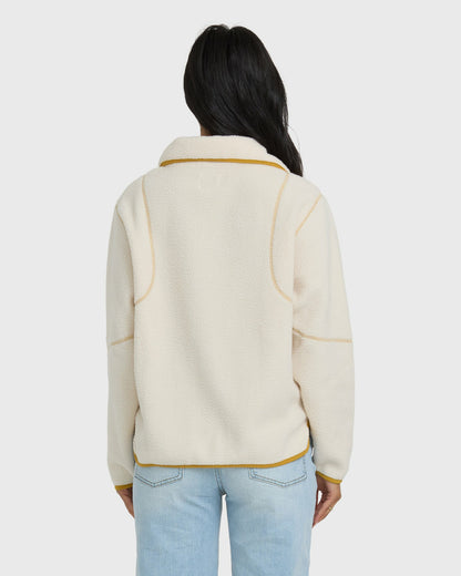 Billabong Women's Streamer Half Snap Sherpa Fleece Pullover - Whitecap