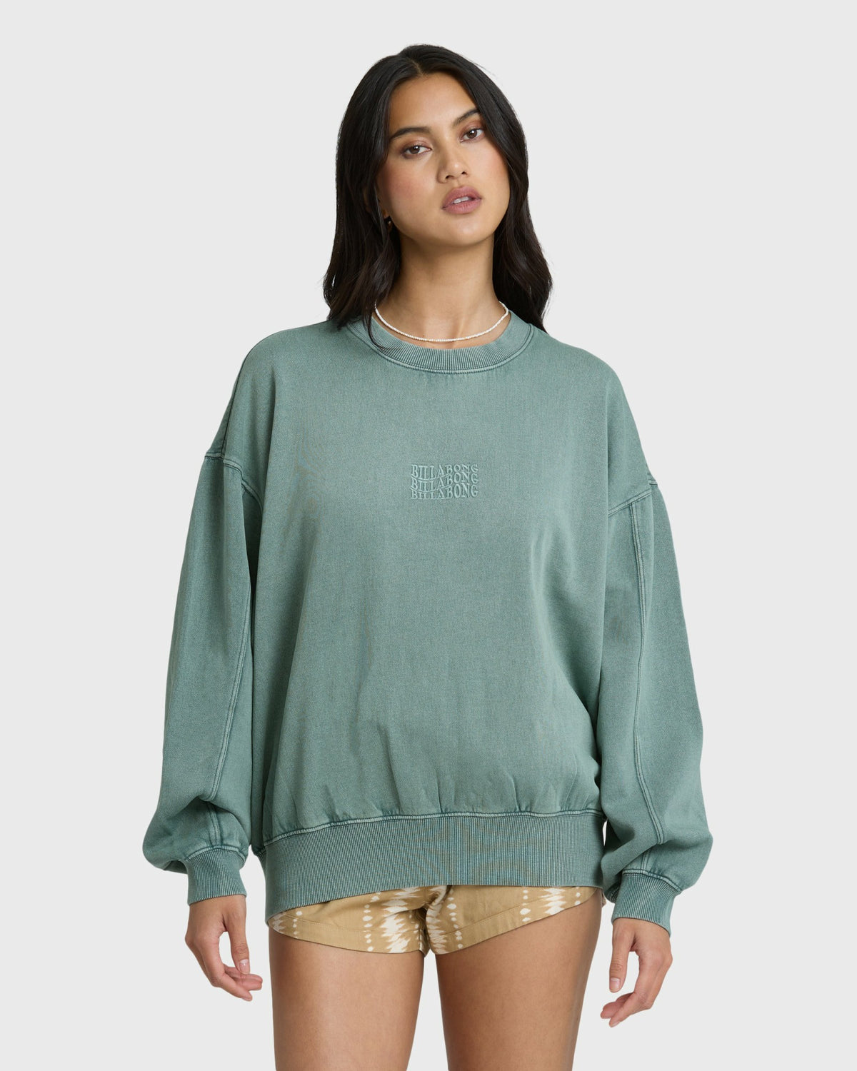 Billabong Women's Bleached Out Kendal Crewneck Sweatshirt - Blue Mist