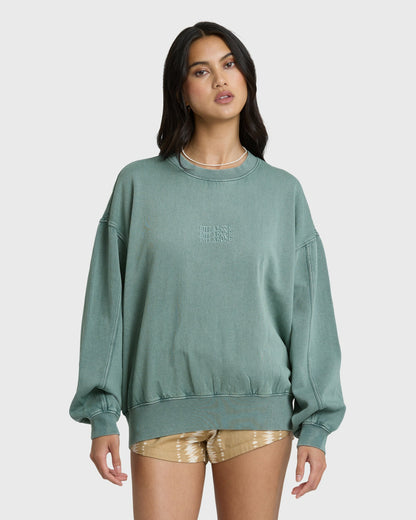 Billabong Women's Bleached Out Kendal Crewneck Sweatshirt - Blue Mist