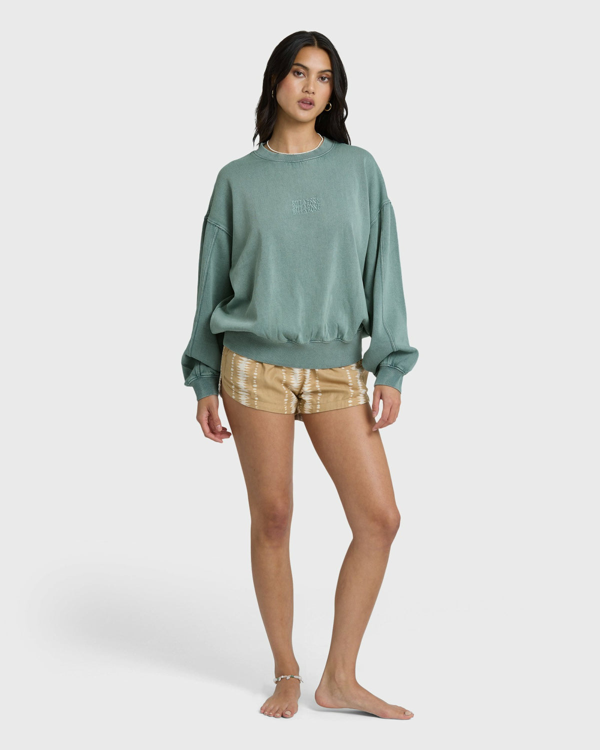 Billabong Women's Bleached Out Kendal Crewneck Sweatshirt - Blue Mist