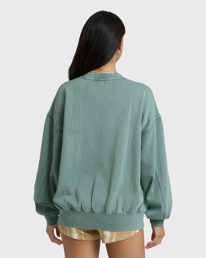 Billabong Women's Bleached Out Kendal Crewneck Sweatshirt - Blue Mist