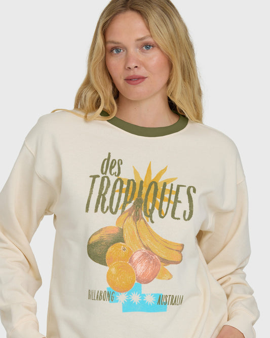 Billabong Women's Freshest Things Crewneck Sweatshirt - White Cap
