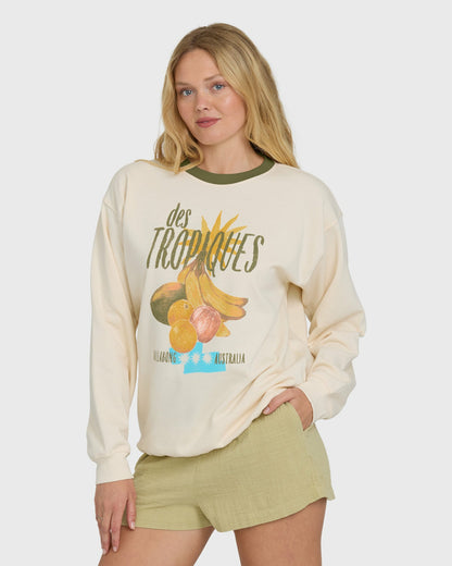 Billabong Women's Freshest Things Crewneck Sweatshirt - White Cap