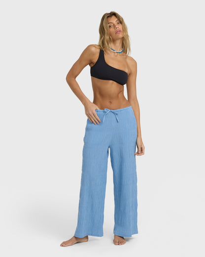 Billabong Women's Laura Elastic Waist Pants - Blue Drift