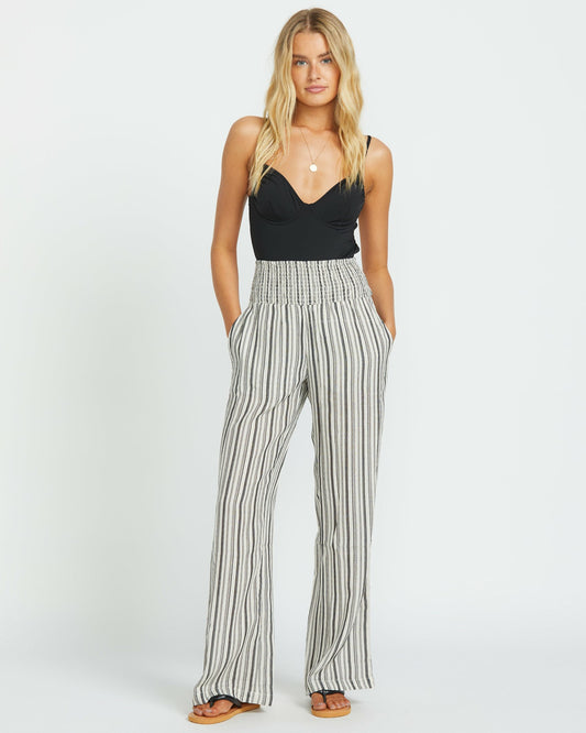 Billabong Women's New Waves 2 Elastic Waist Pants - Black Pebble