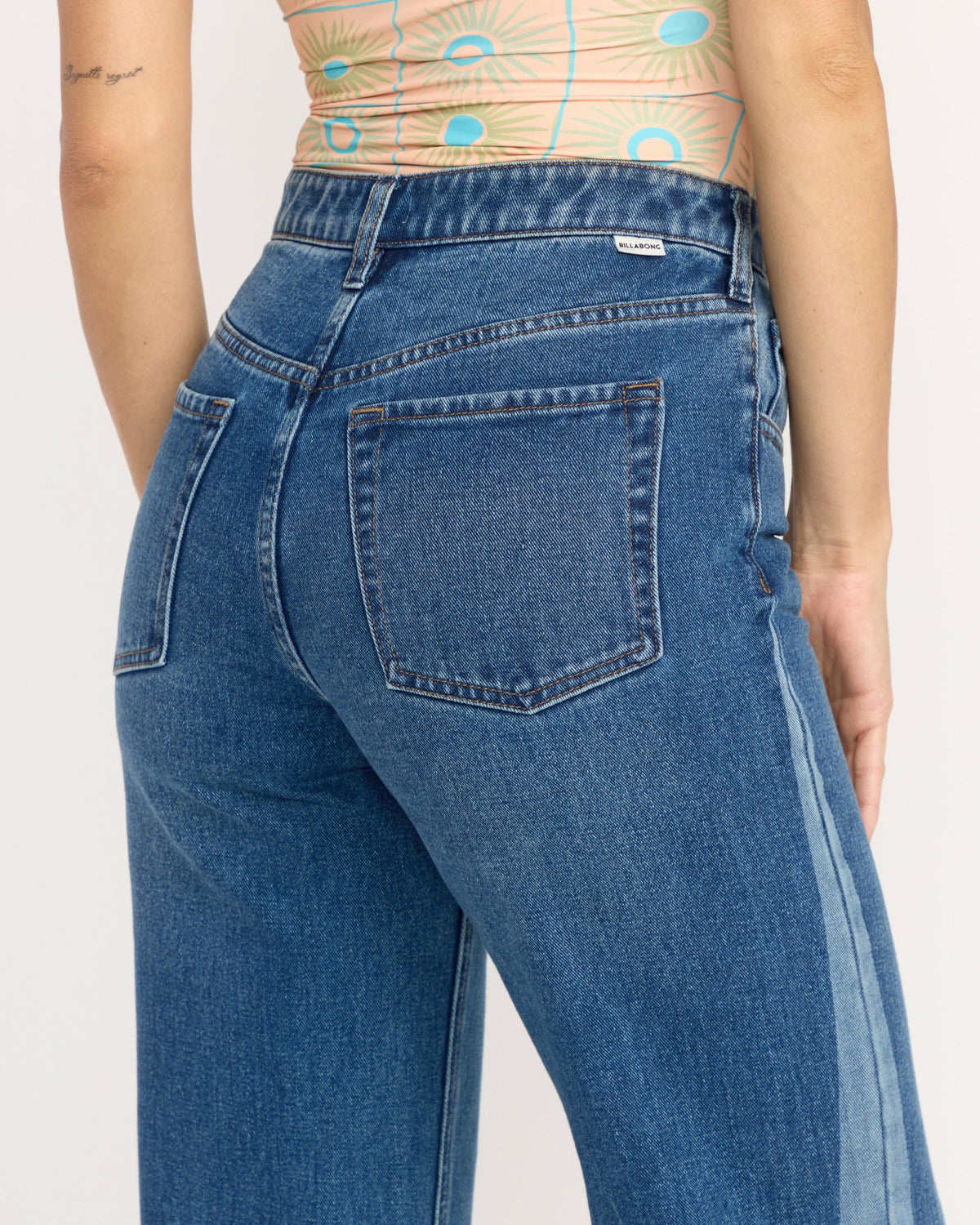 Billabong Women's Free Fall High-Waist Denim Flare Pants - Middle Broken Blue