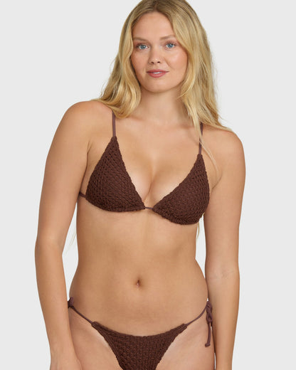 Billabong Women's Twisted Tides Mini Slide Triangle Bikini Top - Espresso