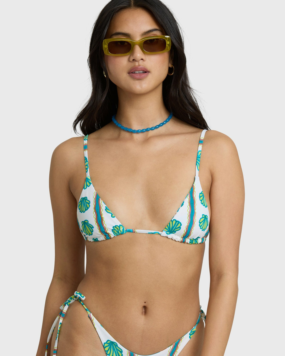 Billabong Women's Salty Waves Reversible Mini Slide Triangle Bikini Top - Salt Crystal