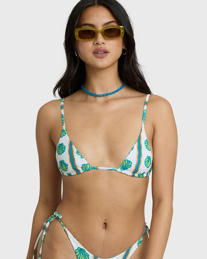 Billabong Women's Salty Waves Reversible Mini Slide Triangle Bikini Top - Salt Crystal