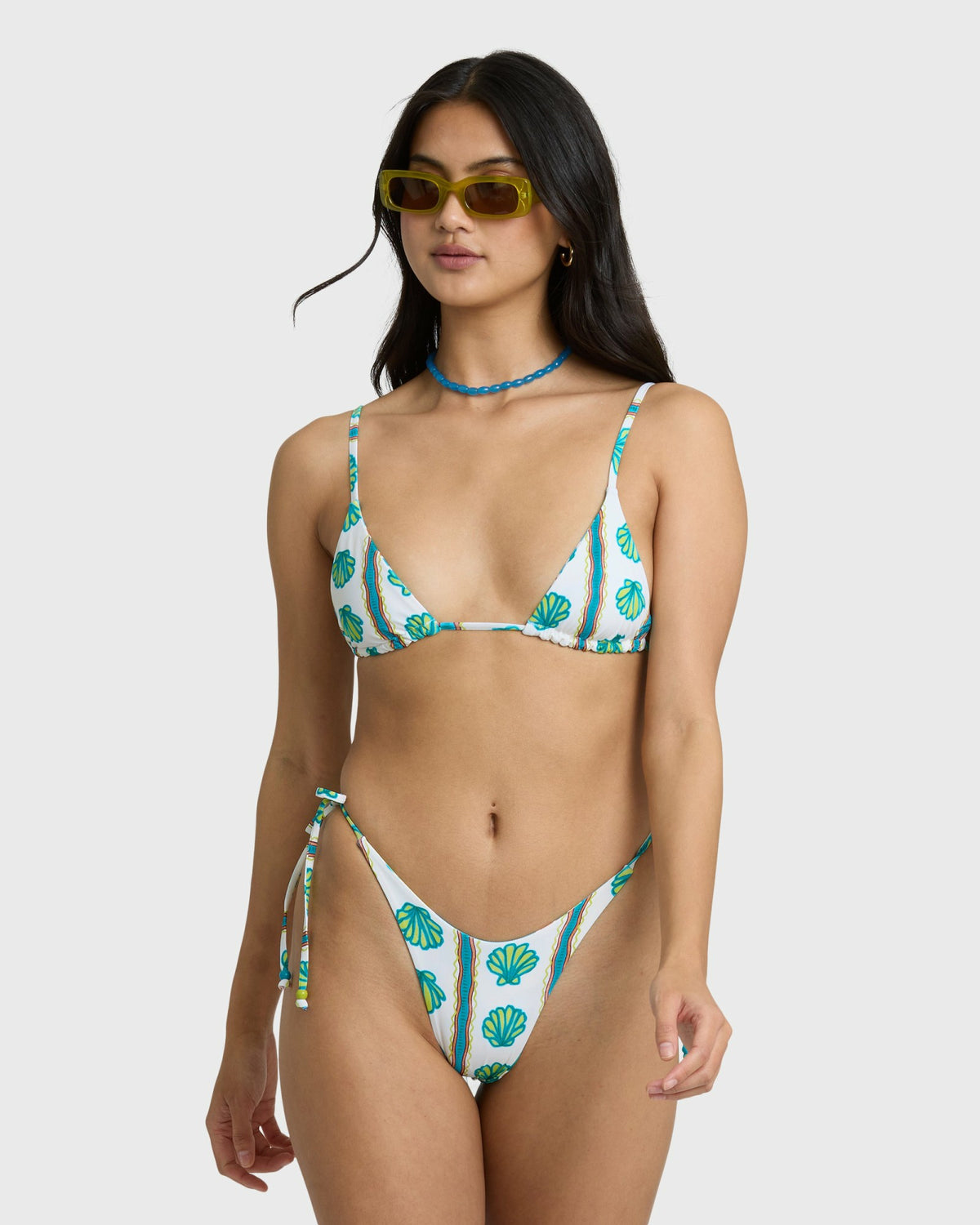 Billabong Women's Salty Waves Reversible Mini Slide Triangle Bikini Top - Salt Crystal