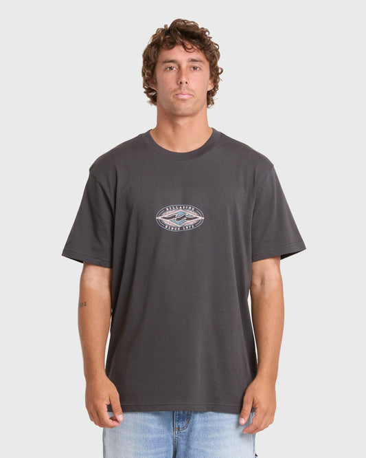 Billabong Men's Rotor Diamond Premium Short Sleeve Knit Graphic T-Shirt - Raven