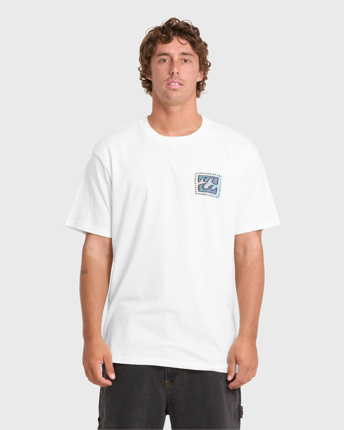 Billabong Men's Crayon Wave Premium Short Sleeve Knit T-Shirt - Off White