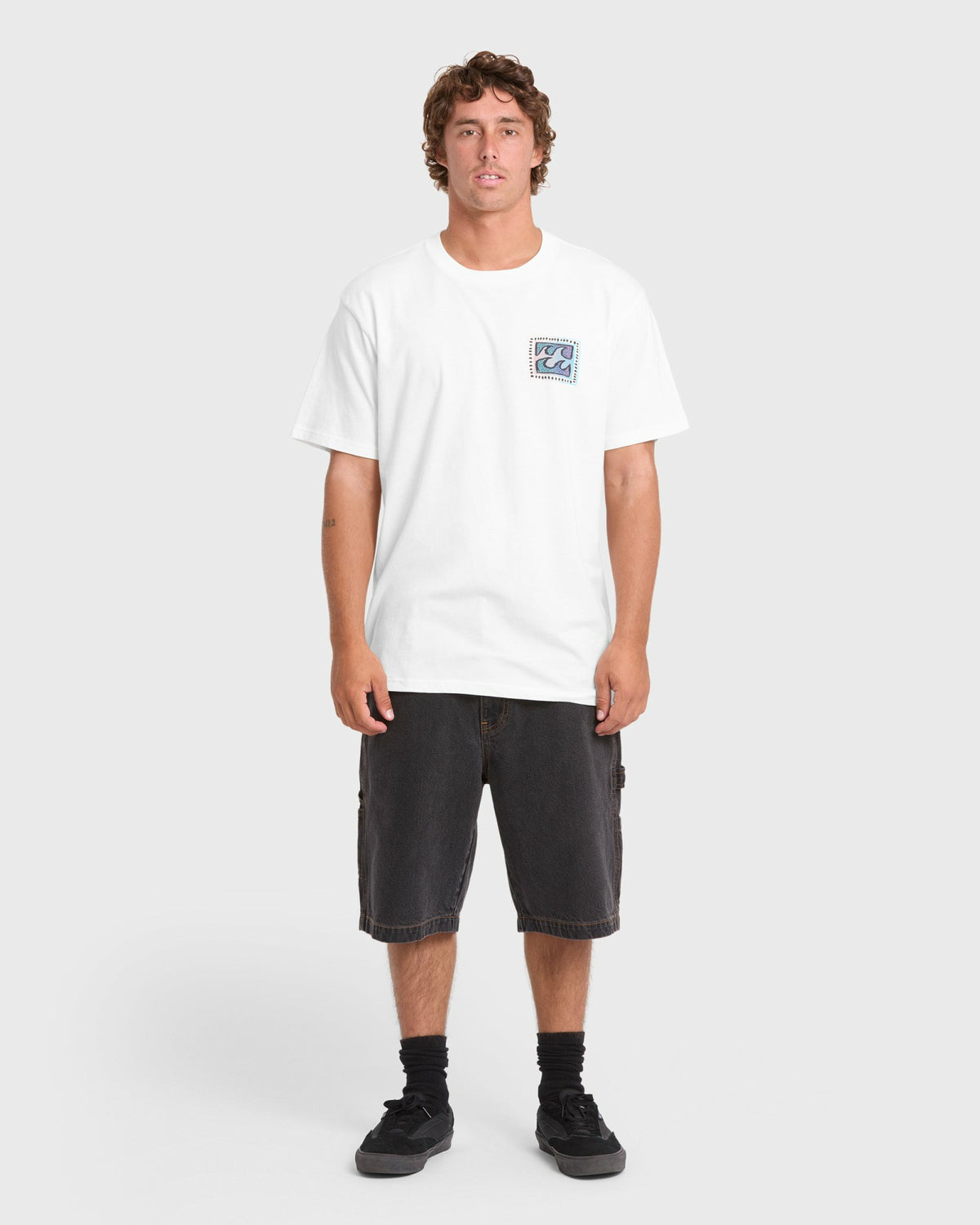 Billabong Men's Crayon Wave Premium Short Sleeve Knit T-Shirt - Off White