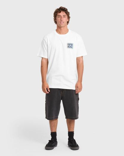 Billabong Men's Crayon Wave Premium Short Sleeve Knit T-Shirt - Off White