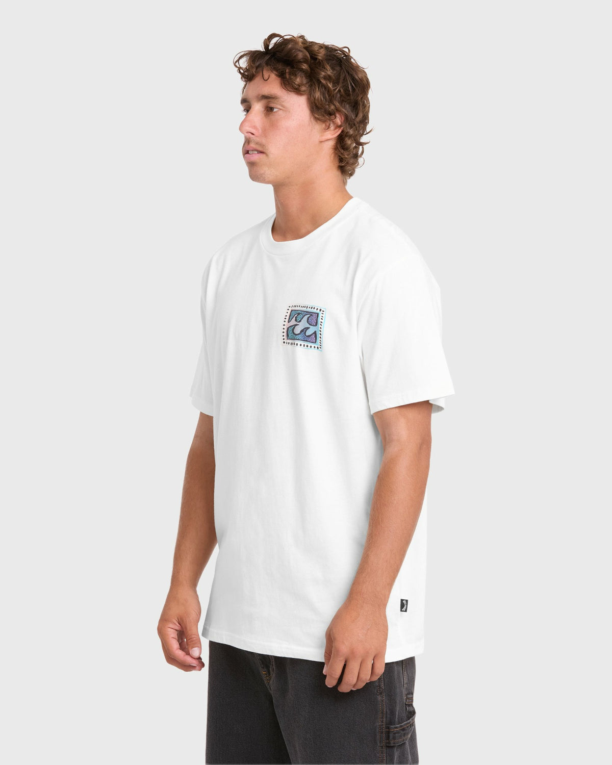 Billabong Men's Crayon Wave Premium Short Sleeve Knit T-Shirt - Off White