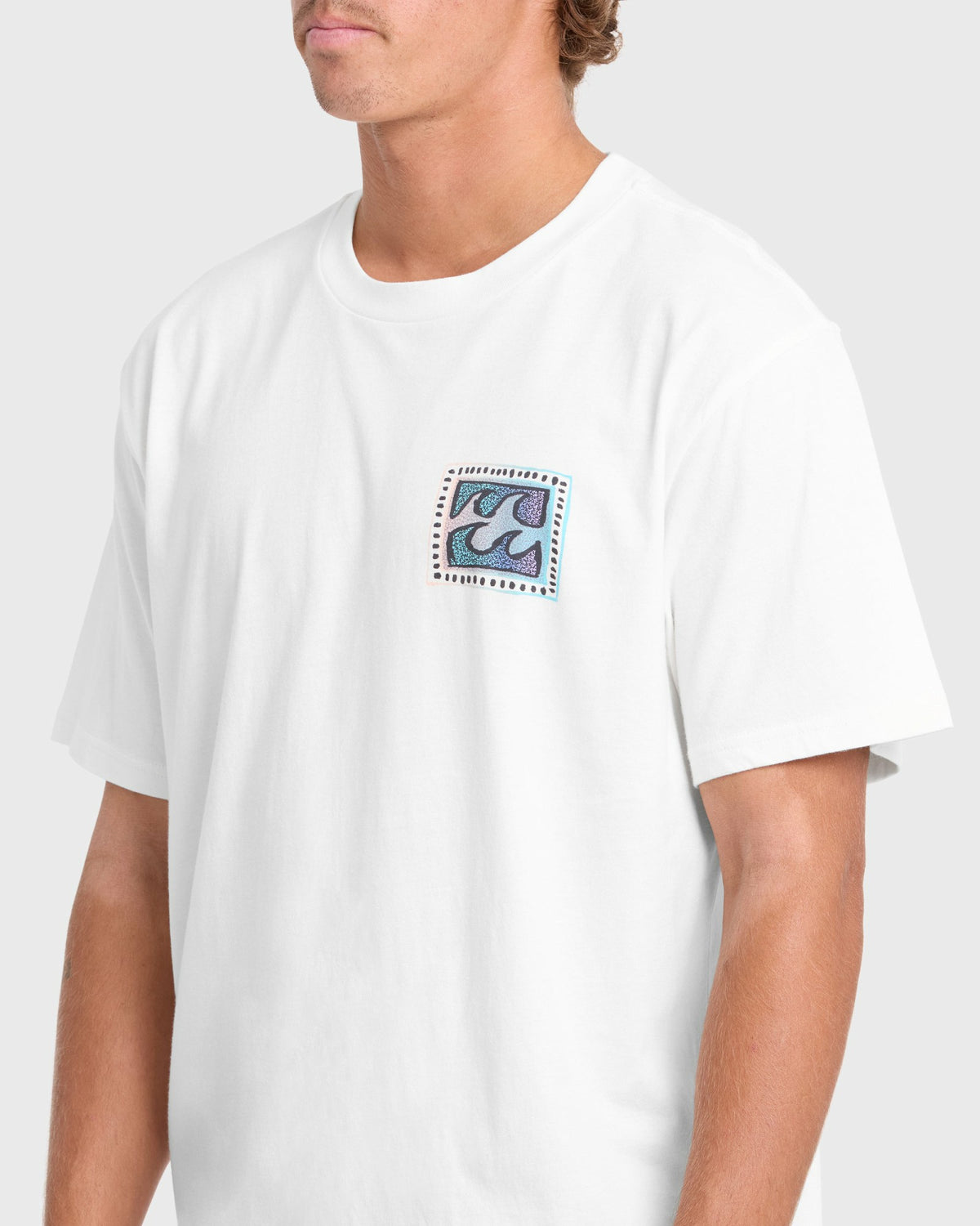 Billabong Men's Crayon Wave Premium Short Sleeve Knit T-Shirt - Off White