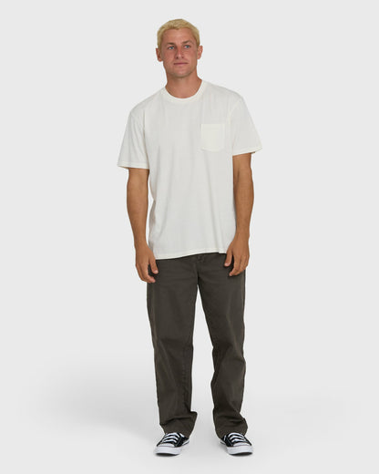Billabong Men's Essential Wave Washed Premium Short Sleeve Pocket Tee - Off White
