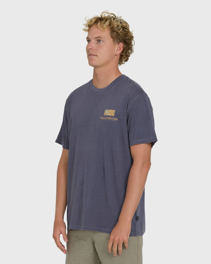 Billabong Men's Glyph Wave Washed Premium Short Sleeve Cotton T-Shirt - Greystone
