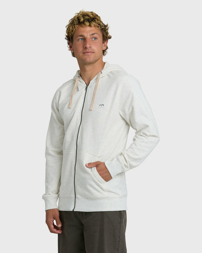 Billabong Men's All Day Zip Front Hoodie - Light Gray Heather