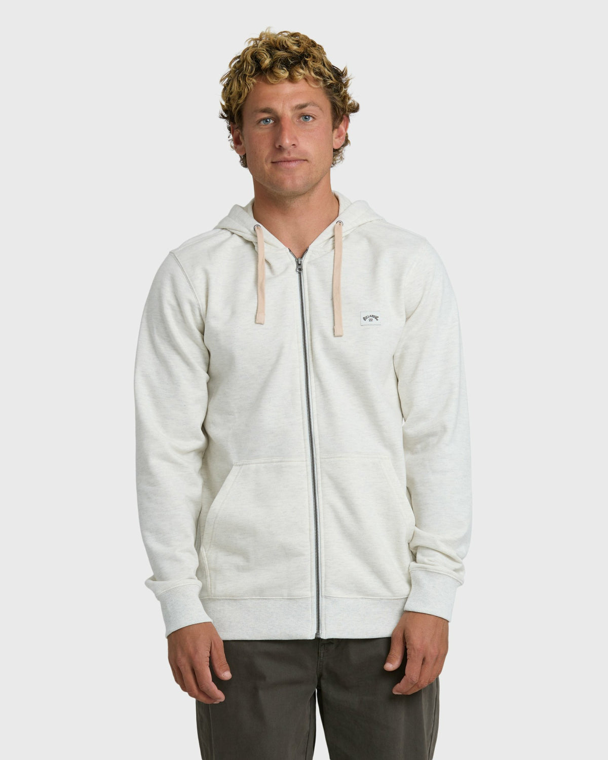 Billabong Men's All Day Zip Front Hoodie - Light Gray Heather