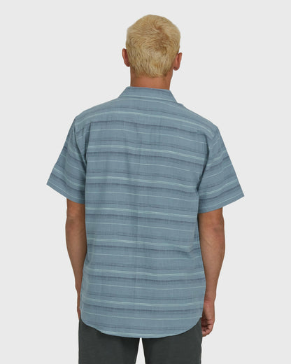 Billabong Men's All Day Stripe Short Sleeve Shirt - Blue Fog