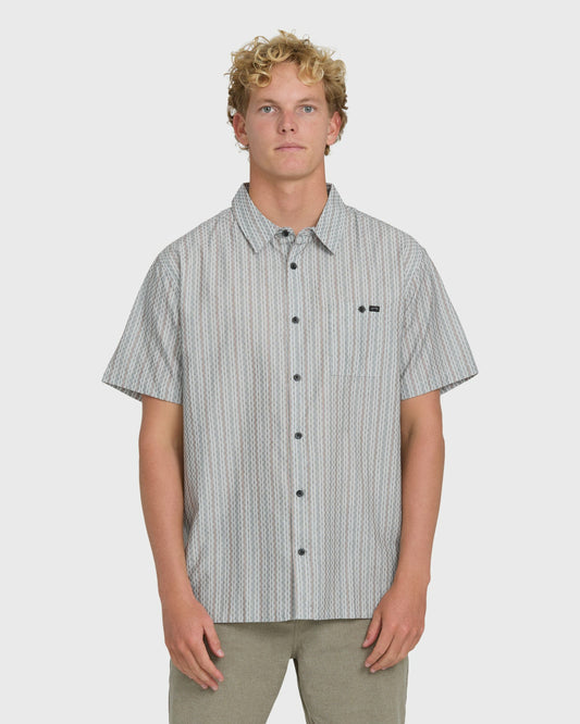 Billabong Men's Sundays Jacquard Short Sleeve Woven Shirt - Fog Gray