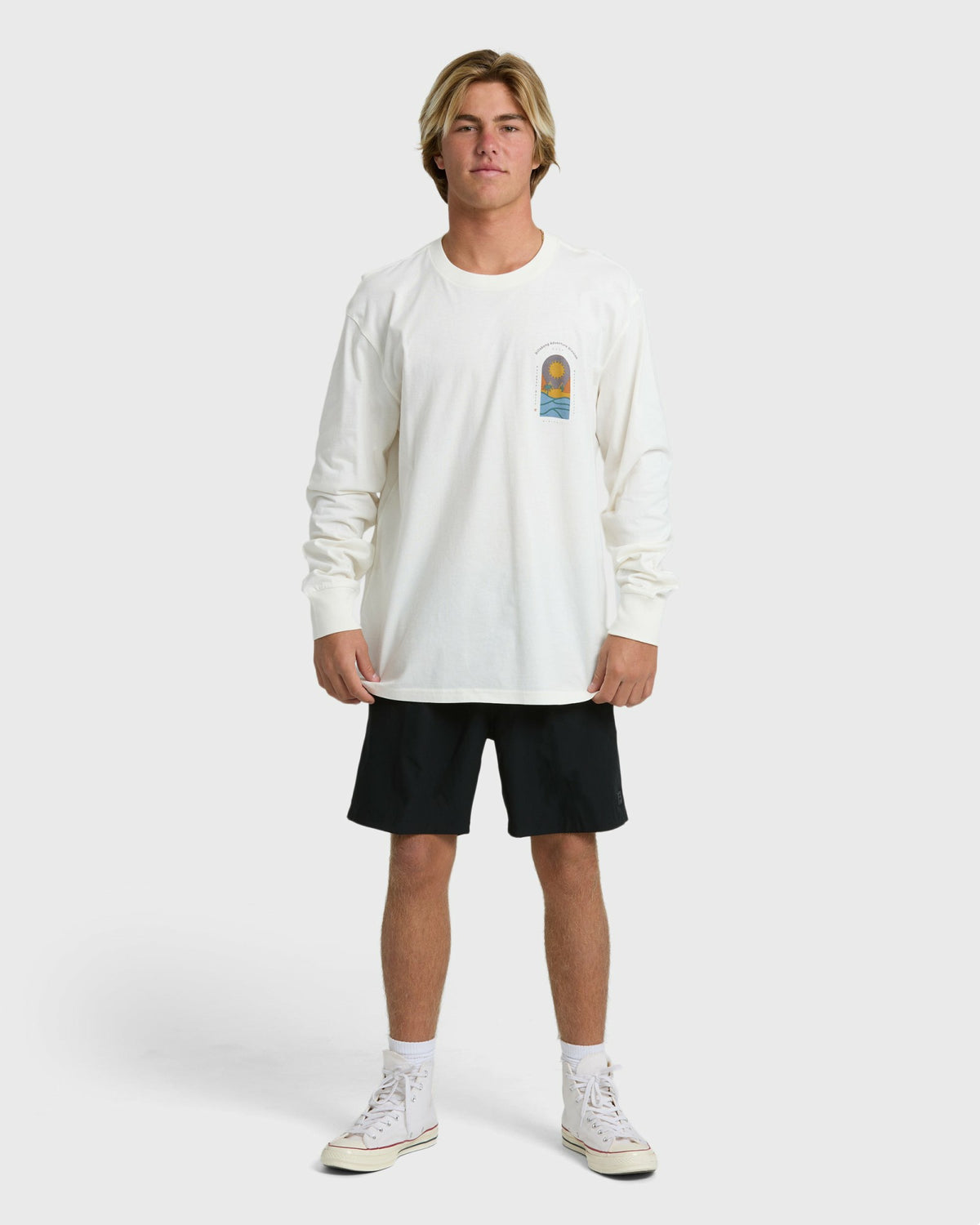 Billabong Men's New View Adiv Premium Long Sleeve T-Shirt - Off White