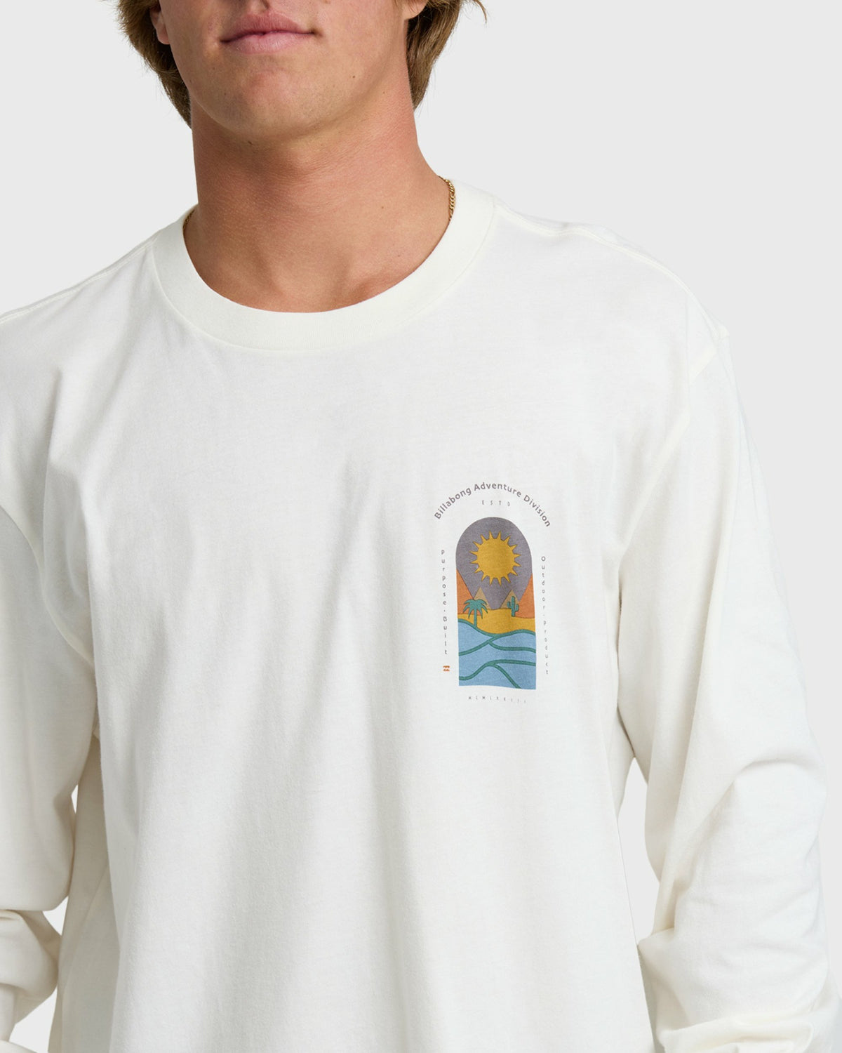 Billabong Men's New View Adiv Premium Long Sleeve T-Shirt - Off White