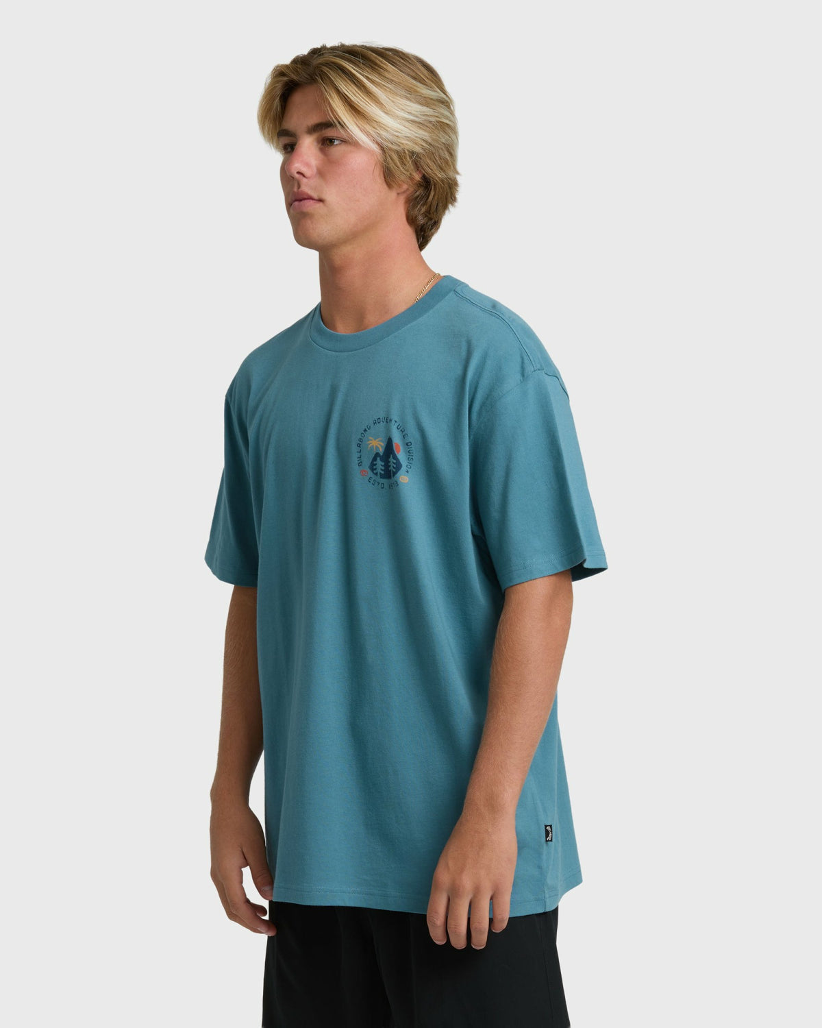 Billabong Men's Rockies Adiv Premium Short Sleeve T-Shirt - Vintage Blue