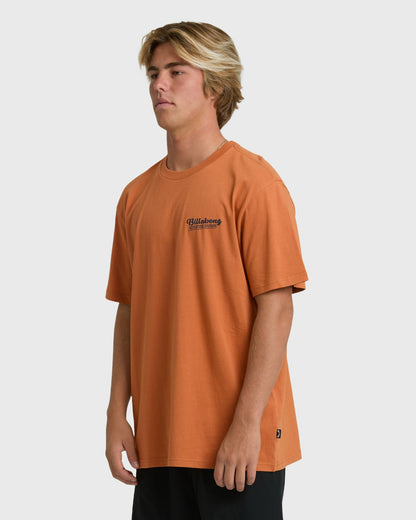 Billabong Men's Post Cards Adiv Premium Short Sleeve T-Shirt - Dusty Orange