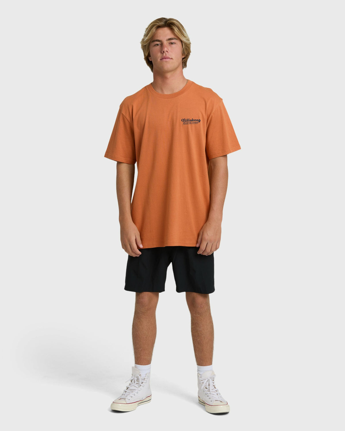 Billabong Men's Post Cards Adiv Premium Short Sleeve T-Shirt - Dusty Orange