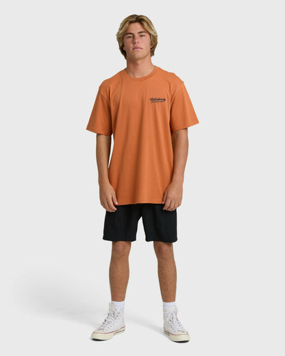 Billabong Men's Post Cards Adiv Premium Short Sleeve T-Shirt - Dusty Orange