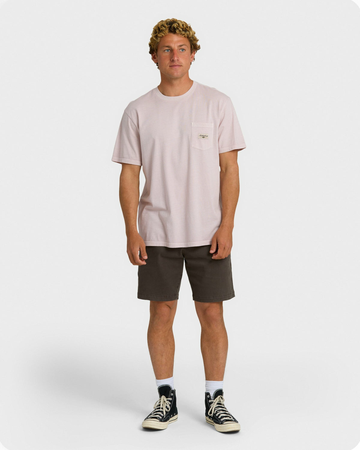 Billabong Men's Essential Pocket Wave Washed Premium Short Sleeve T-Shirt - Dusty Purple