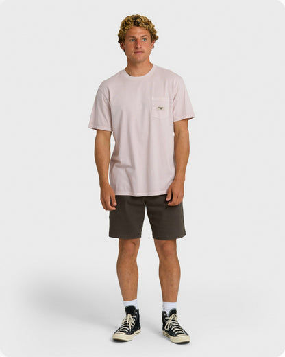 Billabong Men's Essential Pocket Wave Washed Premium Short Sleeve T-Shirt - Dusty Purple