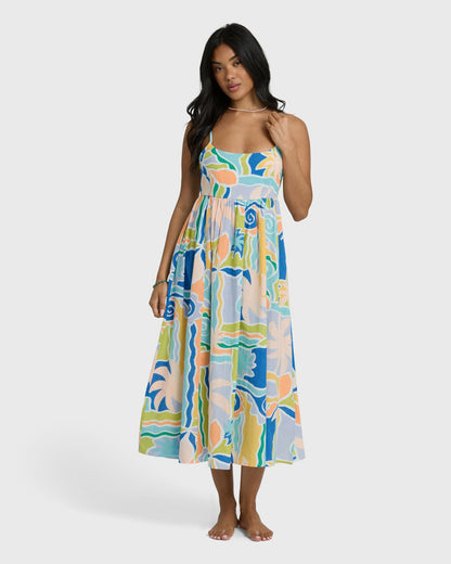 Billabong Women's Island Life Midi Dress - Blue Multi