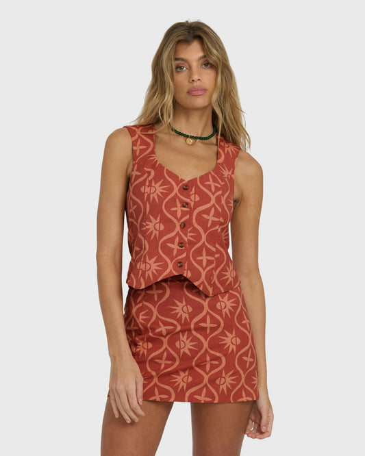 Billabong Women's Sunny Waves Vest - Dark Coral