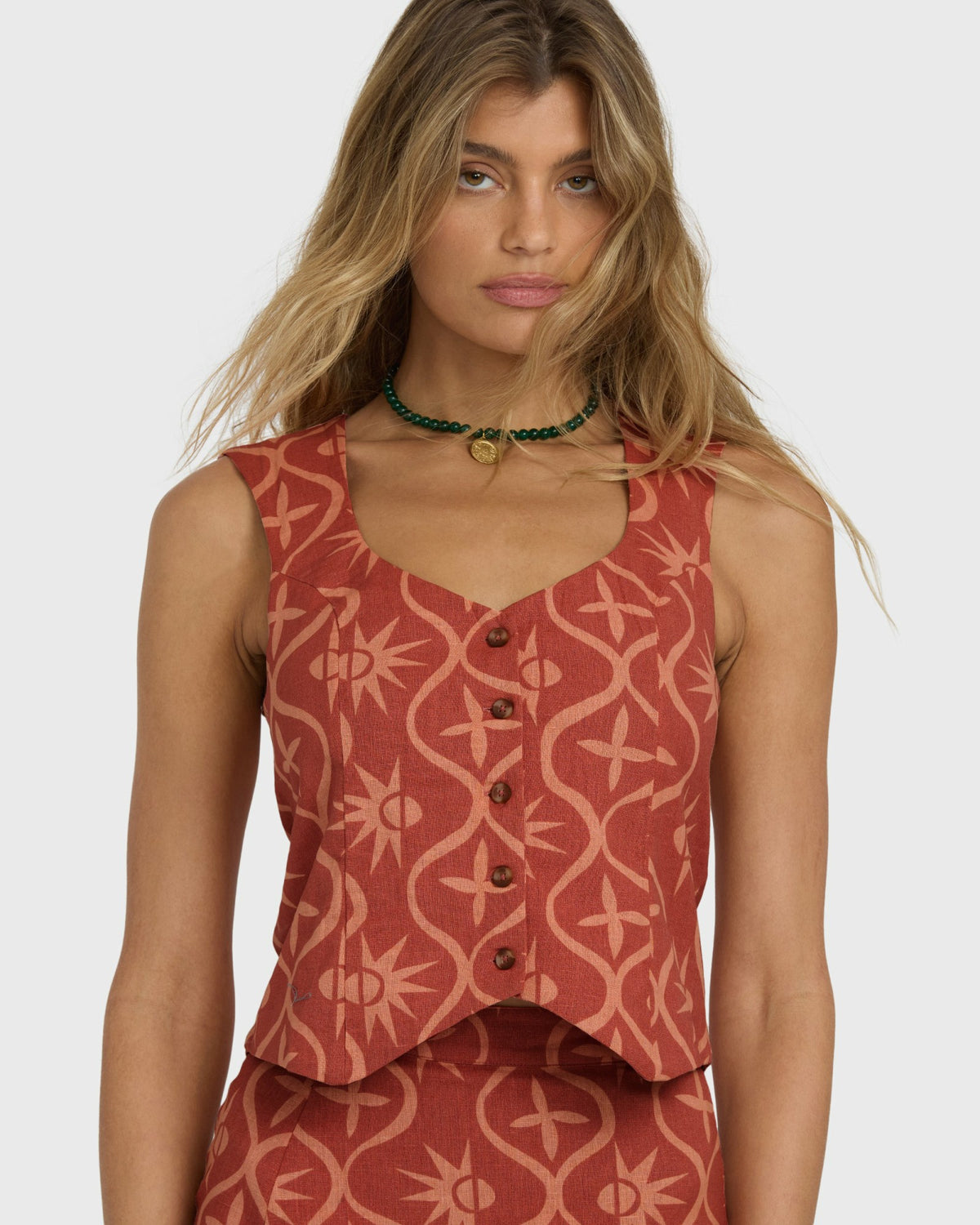 Billabong Women's Sunny Waves Vest - Dark Coral