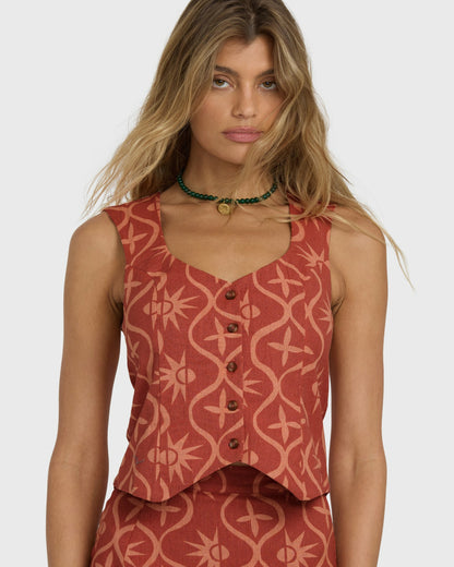 Billabong Women's Sunny Waves Vest - Dark Coral