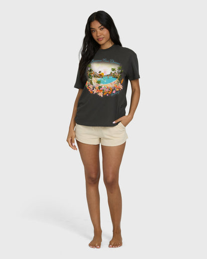 Billabong Women's Rays Of Joy Short Sleeve Knit T-Shirt - Off Black