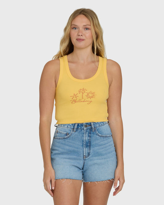 Billabong Women's Sun Palm Seashell Tank Top - Soft Yellow