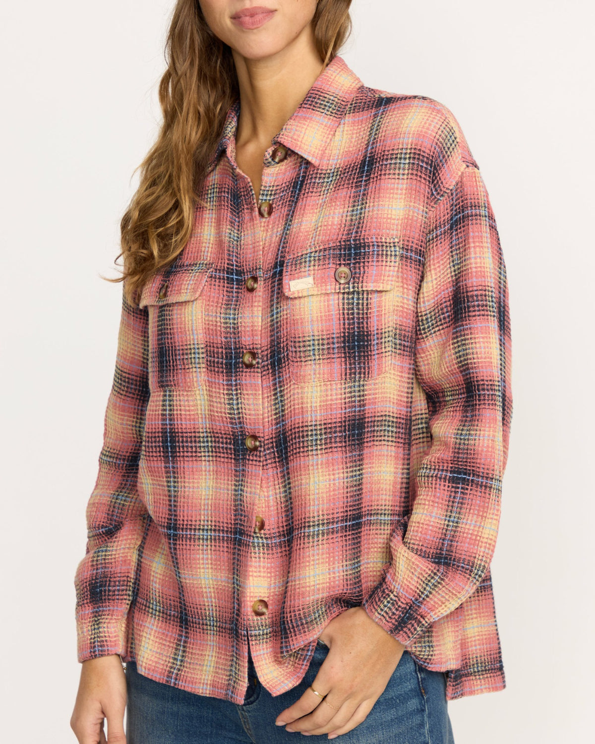 Billabong Women's Big Bear Long Sleeve Shirt - Mountain Rose