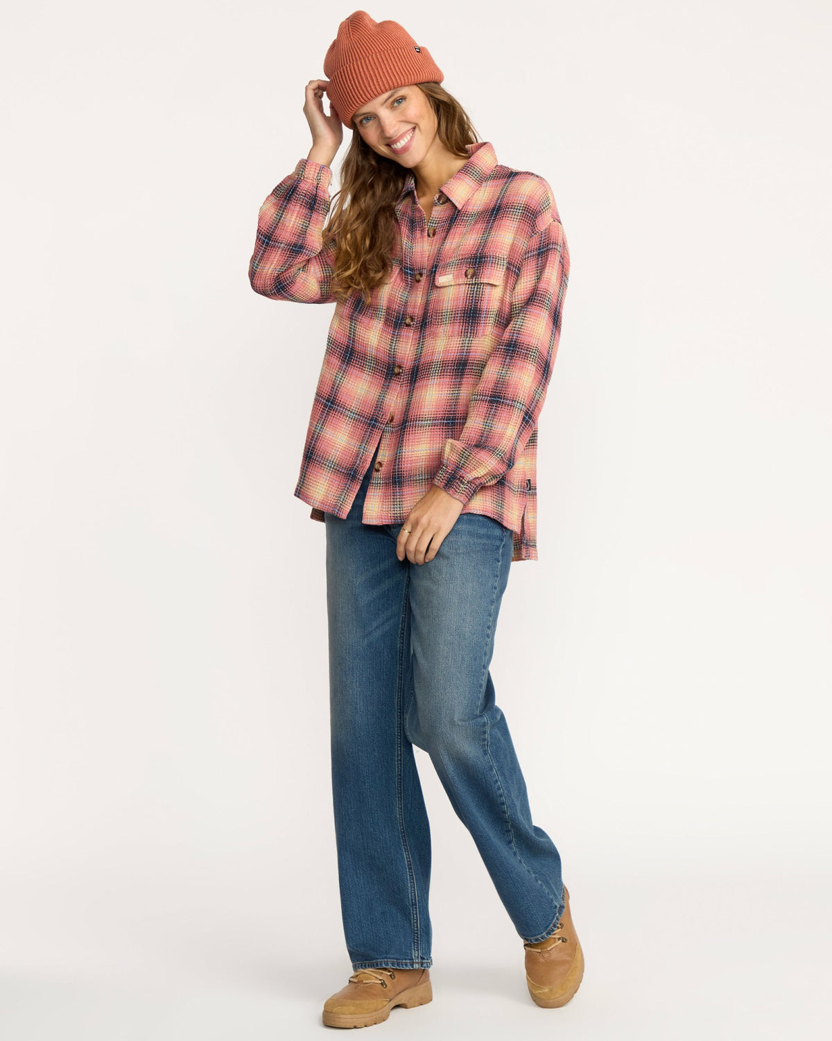 Billabong Women's Big Bear Long Sleeve Shirt - Mountain Rose