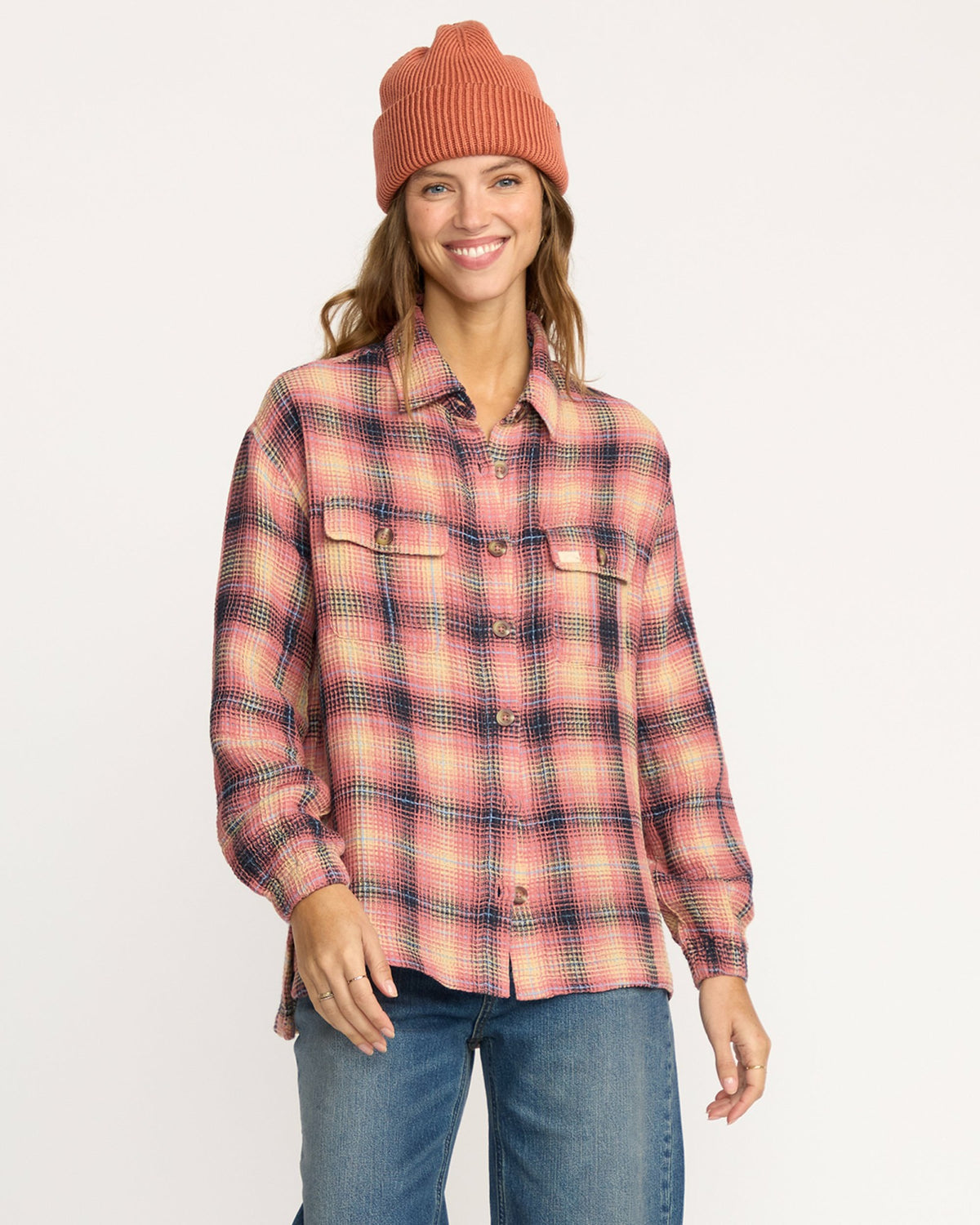 Billabong Women's Big Bear Long Sleeve Shirt - Mountain Rose