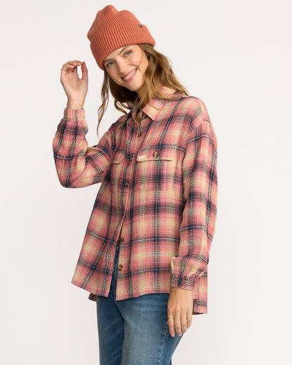Billabong Women's Big Bear Long Sleeve Shirt - Mountain Rose