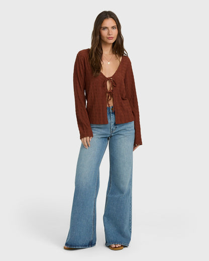 Billabong Women's Havana Long Sleeve Knit Top - Cowhide